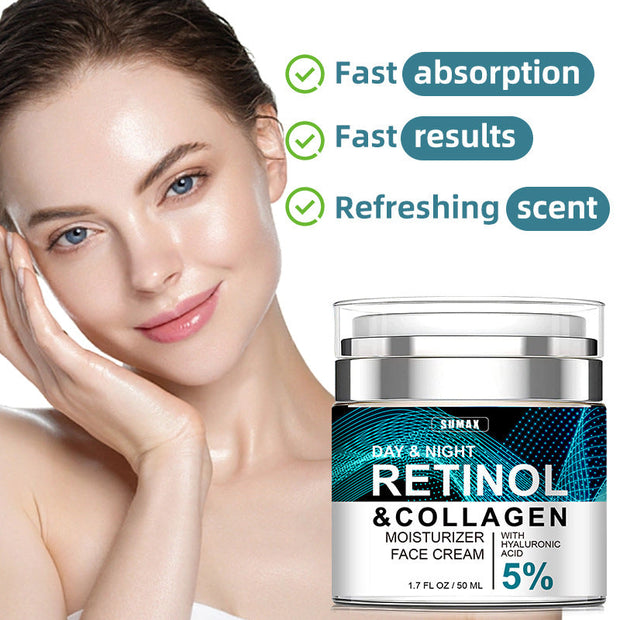 Crème Visage au Collagène avec Rétinol et Acide Hyaluronique – Hydratant Anti-Âge Jour & Nuit