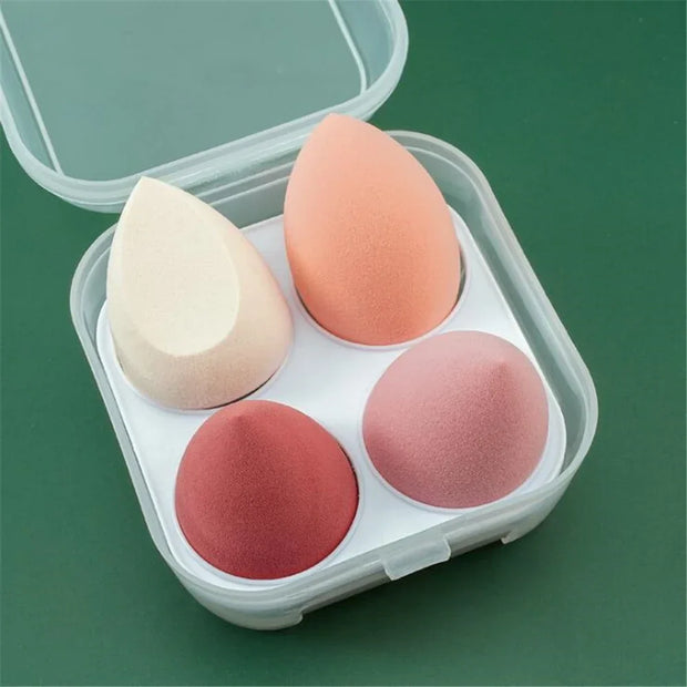 Éponges de Maquillage Douces – Lot de 4 avec Boîte de Rangement | Blender Beauty Egg