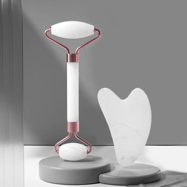Set de Massage Visage 2 en 1 – Rouleau & Gua Sha Résine | Soin Anti-Âge, Raffermissant et Éclat de la Peau