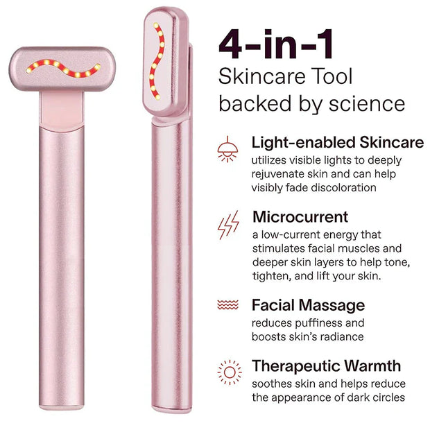 Skincare Wand EMS – Appareil Lifting Visage & Cou par Microcourants & Lumière Rouge