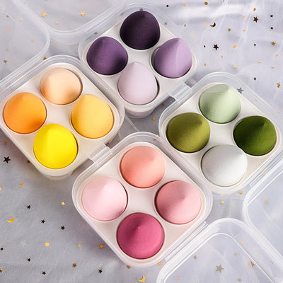 Éponges de Maquillage Douces – Lot de 4 avec Boîte de Rangement | Blender Beauty Egg