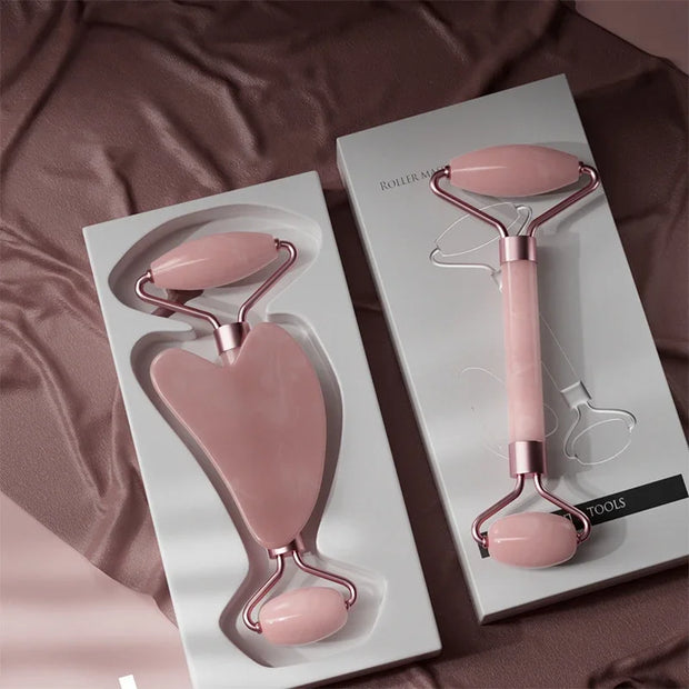 Set de Massage Visage 2 en 1 – Rouleau & Gua Sha Résine | Soin Anti-Âge, Raffermissant et Éclat de la Peau