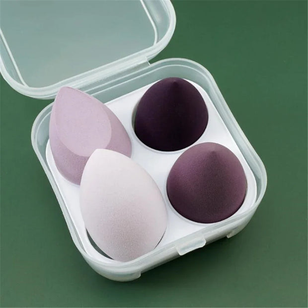 Éponges de Maquillage Douces – Lot de 4 avec Boîte de Rangement | Blender Beauty Egg